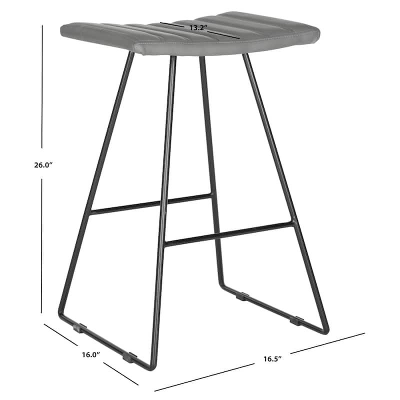SAFAVIEH Doreen Mid-Century Dining Modern White 27-inch Counter Stool (Set of 2) - 16.5" x 16" x 26"