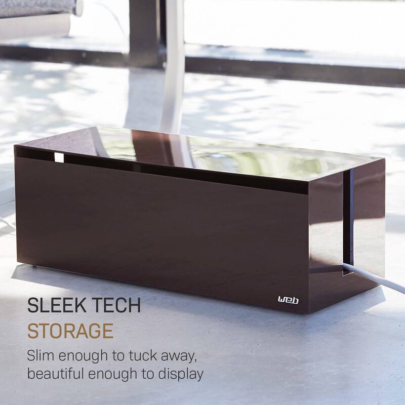 Yamazaki Home Cable Management Box, ABS Plastic, Lid - L 6.1 x W 15.75 x H 5.71 inches