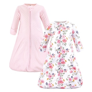 Hudson Baby Infant Girl Cotton Long-Sleeve Wearable Sleeping Bag, Sack, Blanket, Floral Bouquet Long Sleeve