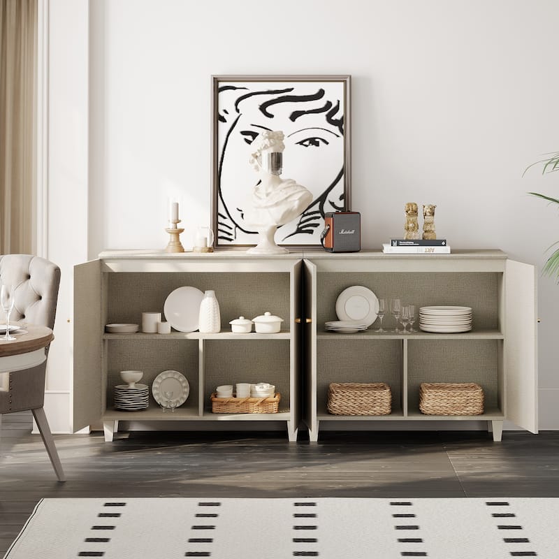 Buffet Cabinet with 3 Compartments for Dining Room, 32.4"H Sideboard