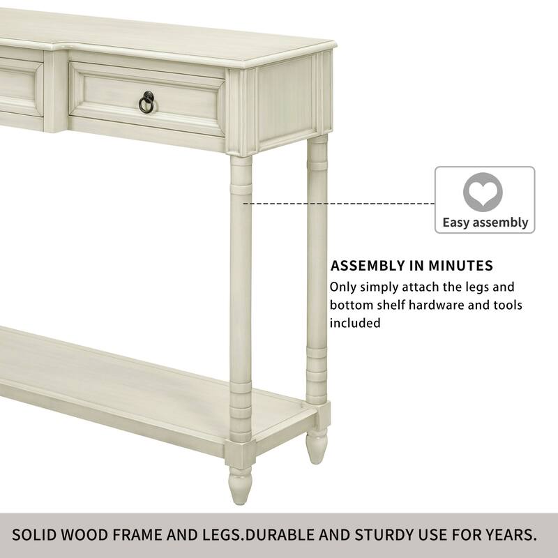 Console Table Sofa Table with Drawers for Entryway with Drawers and Shelf