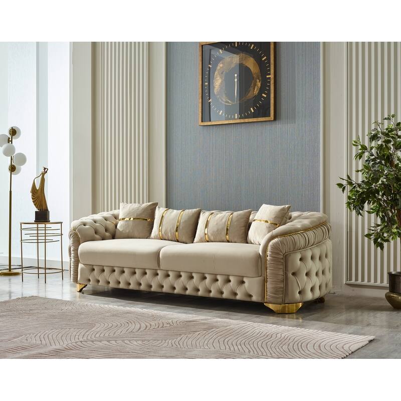Ashley 4-Pieces Two Sofa Two Chair Living Room Set, Tufted Back
