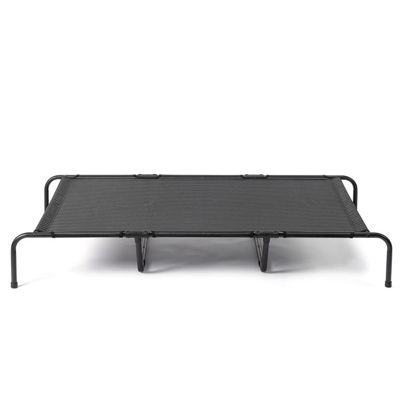60 in. x 37 in. Iron Frame Gray Mesh Surface Outdoor Dog Cot - 60 in. x 37 in. x 9 in. - Black and White Stripes