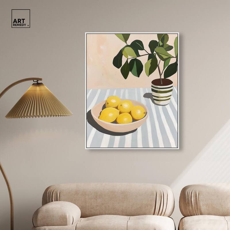 Lemon with Green Canvas by Art Remedy