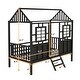 preview thumbnail 3 of 16, Twin Size Metal Low Loft House Bed with Roof and Windows - Adorable Design