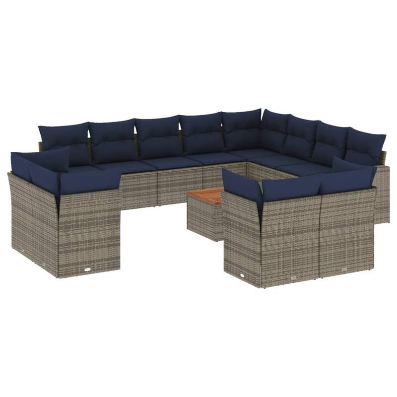 vidaXL Patio Sofa Set with Cushions Outdoor Furniture 13 Piece Poly Rattan - 24.4x 24.4x 27.2