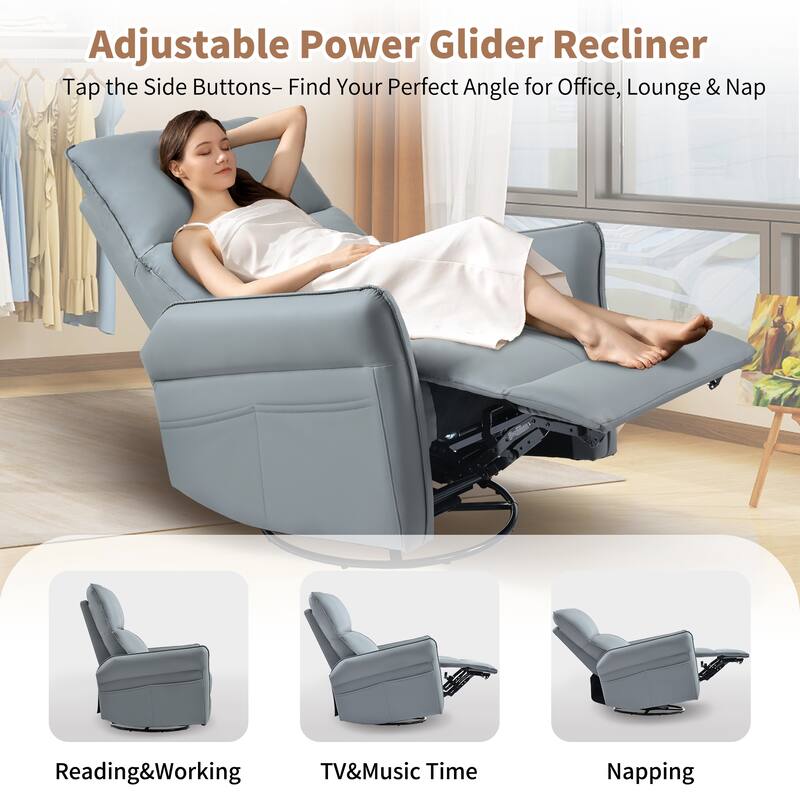 360°Swivel Rocker Recliner Chair,Swivel Nursery Rocking Chair w/Pull Ring,Glider Chair,Modern Rocking Swivel Recliner Chair