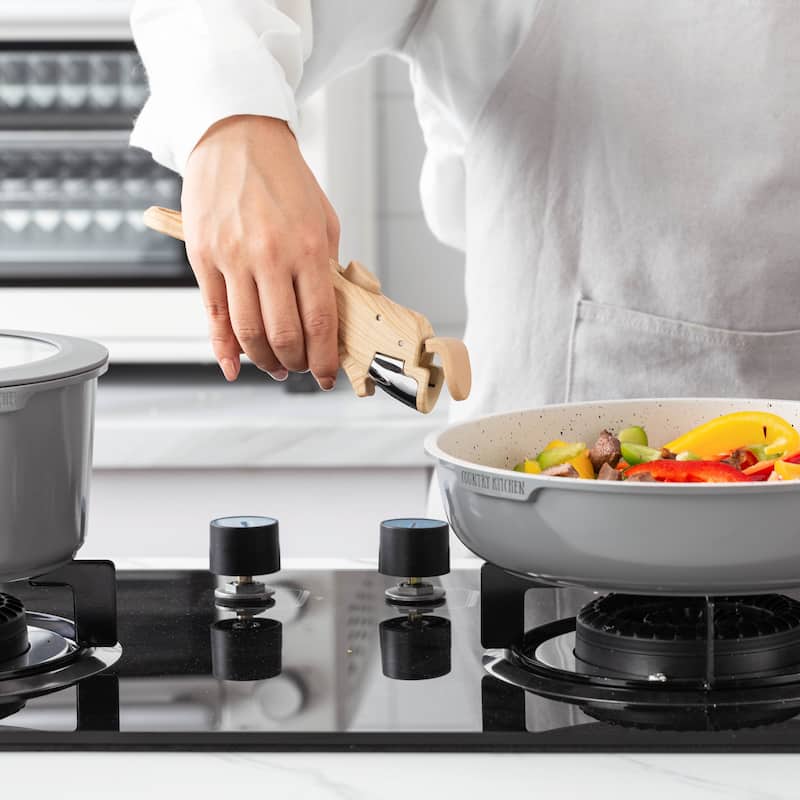 Country Kitchen 16 Piece RV Cookware Set Ceramic with Removable Handle Oven Safe.