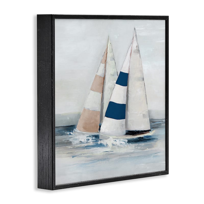 Stupell Striped Sailboat Duo Framed Giclee Art Design By Sally Swatland