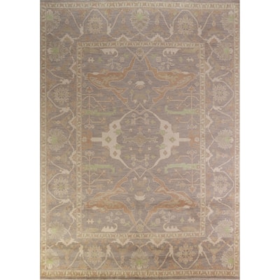 Transitional Oushak Indian Area Rug Handmade Oriental Wool Carpet - 9'2" x 11'8"