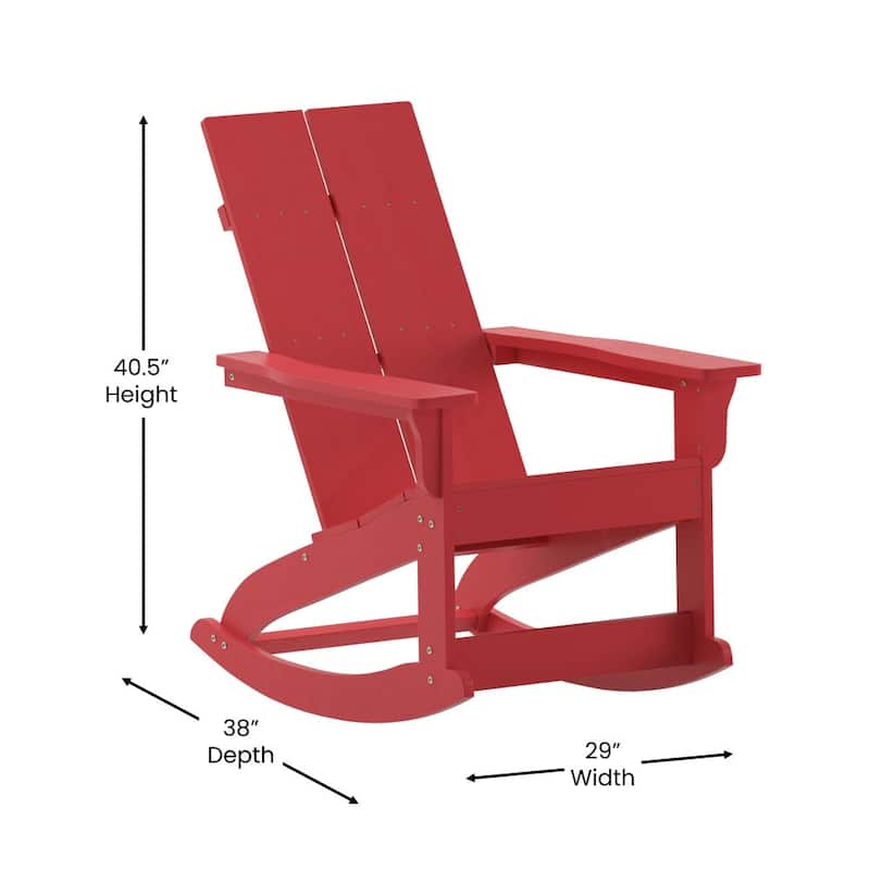 Indoor/Outdoor modern 2-Slat Adirondack Poly Resin Rockers - Set of 2