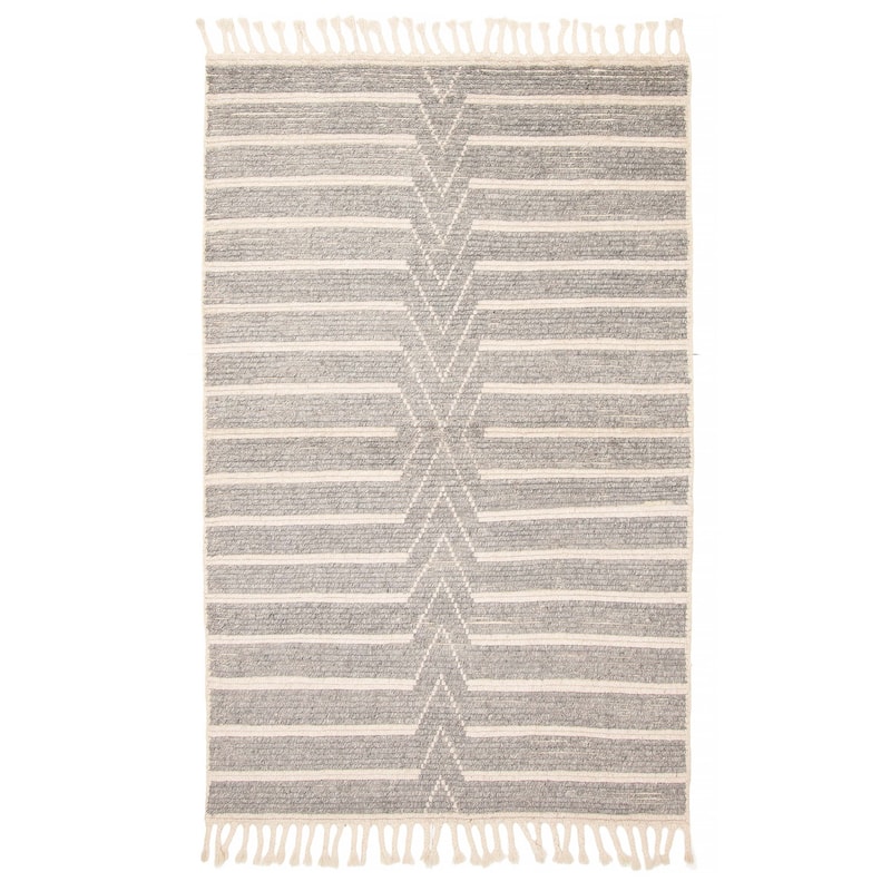 ECARPETGALLERY Hand-knotted Tangier Grey Wool Rug - 5'1 x 8'0 - Grey - 5'1 x 8'0