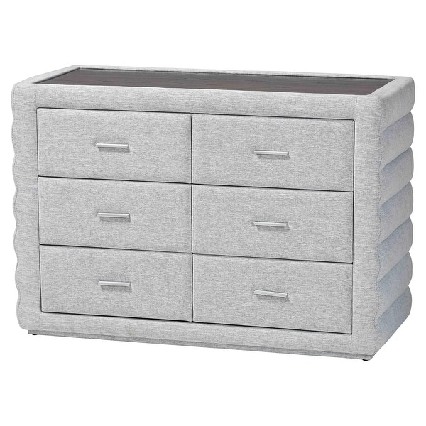 grey tufted dresser Crown Mark Cameo Gray Dresser & Mirror