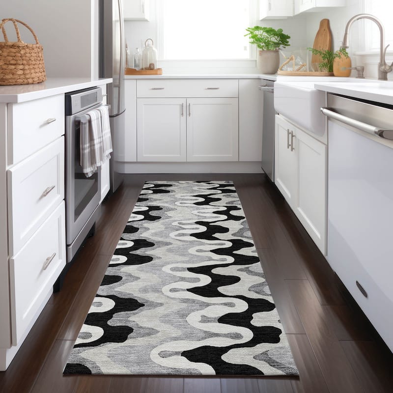 Machine Washable Indoor/ Outdoor Chantille Abstract Ripples Rug