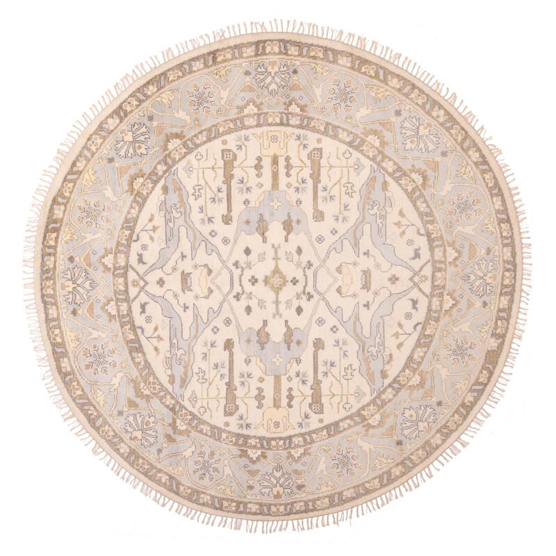 ECARPETGALLERY Hand-knotted Royal Oushak Cream Wool Rug - 9'0 x 9'0