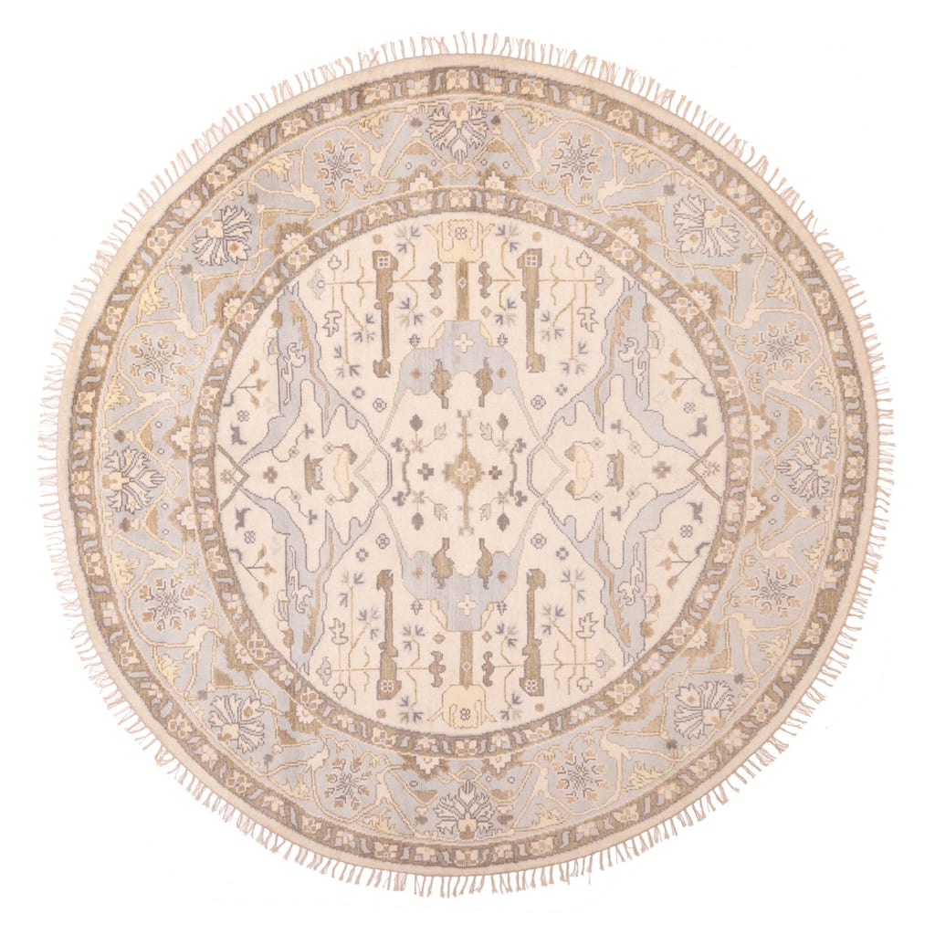 ECARPETGALLERY Hand-knotted Royal Oushak Cream Wool Rug - 9'0 x 9'0