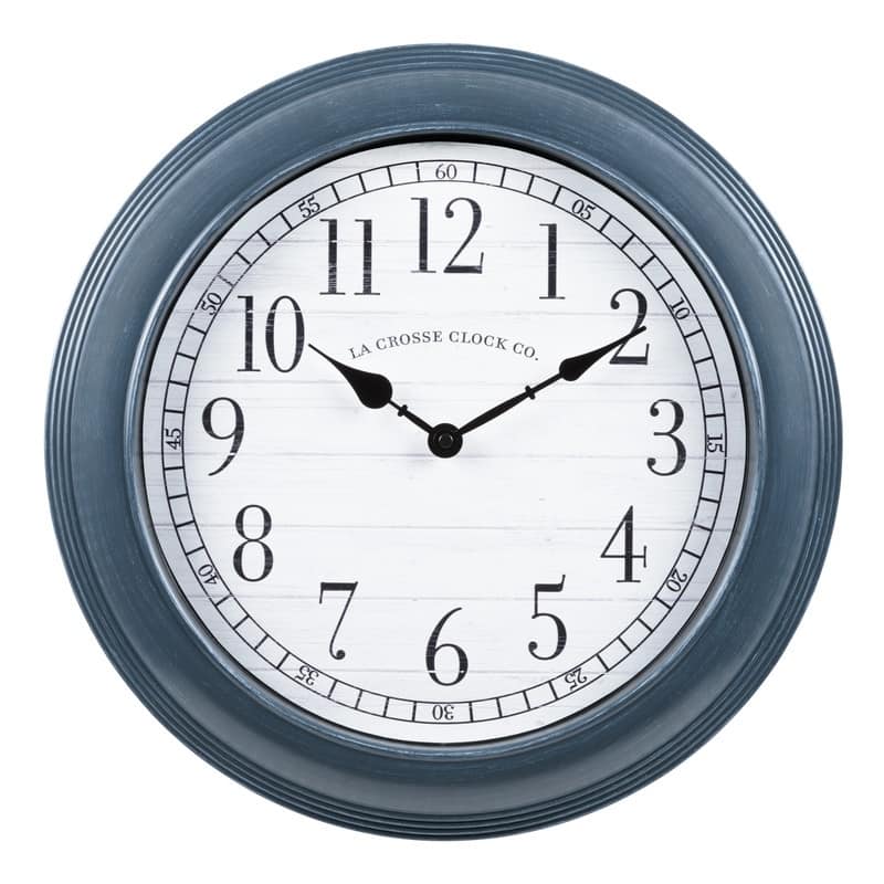 La Crosse Clock 16-inch Everly Gray Quartz Analog Wall Clock