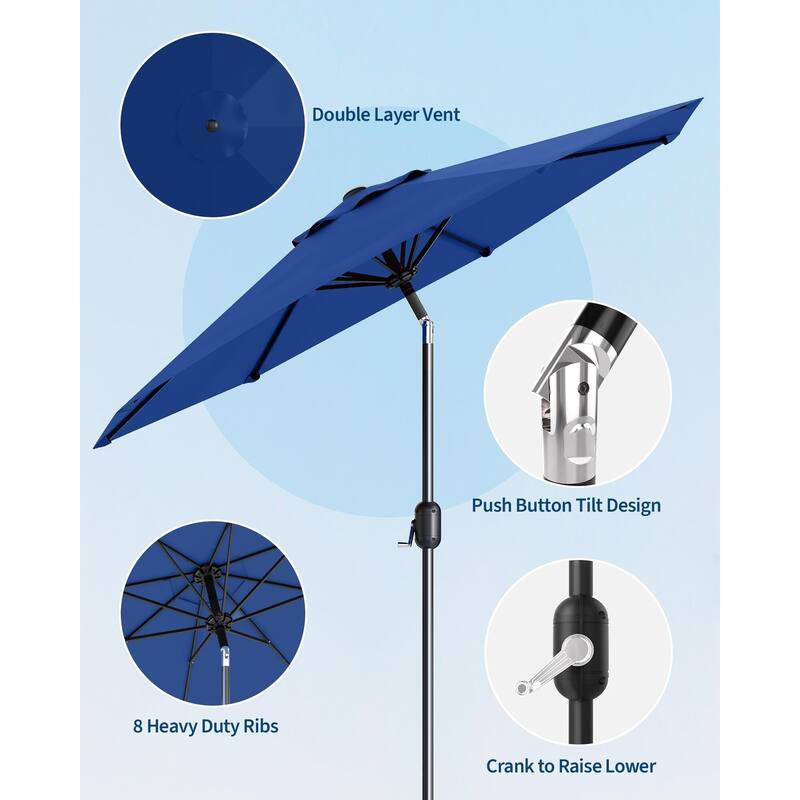 Coromose 9FT Outdoor Patio Umbrella, 8 Sturdy Ribs, for Garden, Poolside, Deck