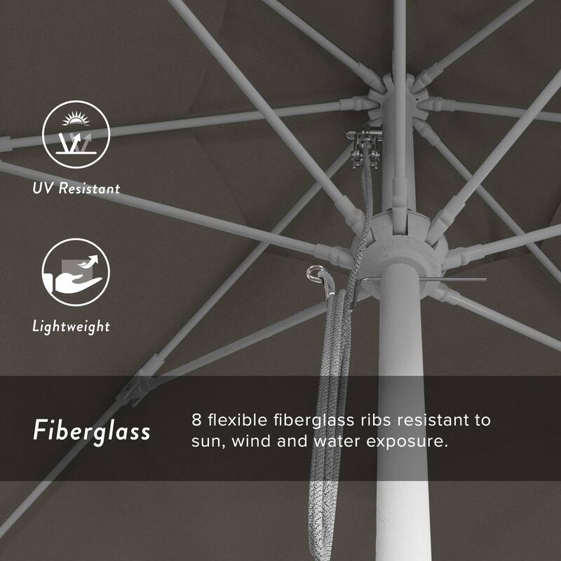 California Umbrella 11' Rd Aluminum Frame, Fiberglass Rib Market Umbrella, Push Open, White Finish, Pacifica Fabric