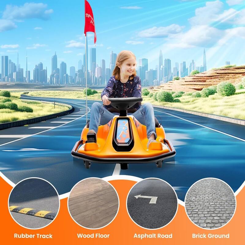 24V 7A Electric Ride-On Drifting Go Kart for Kids Best Gift