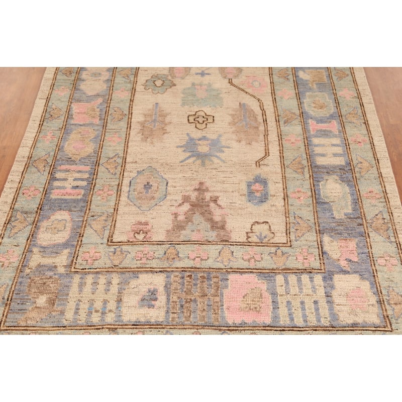 Earth Tone Oushak Turkish Rug Handmade Living Room Wool Carpet - 6'8" x 9'8"
