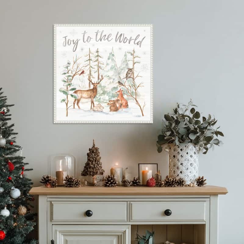 Winter Wonderland IV by Silvia Vassileva (22 x 22 in.), Framed Canvas Wall Art Print - Sylvie Beaded White
