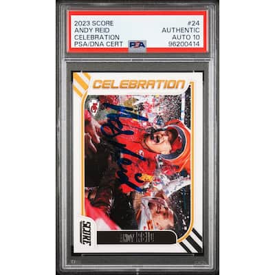 Andy Reid 2023 Score Celebration Signed Football Card #24 Auto Graded PSA 10 414 - 8'6" x 11'6"
