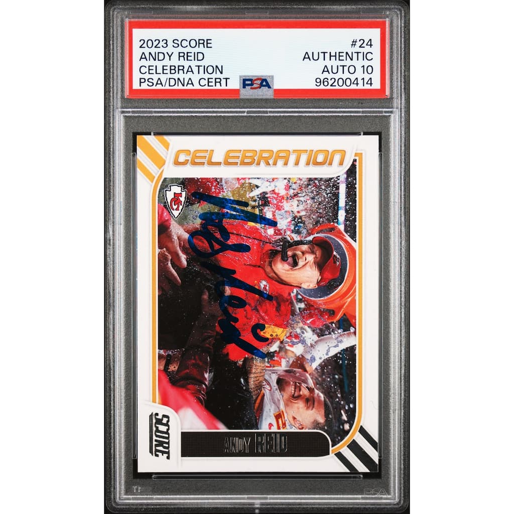 Andy Reid 2023 Score Celebration Signed Football Card #24 Auto Graded PSA 10 414 - 8'6" x 11'6"