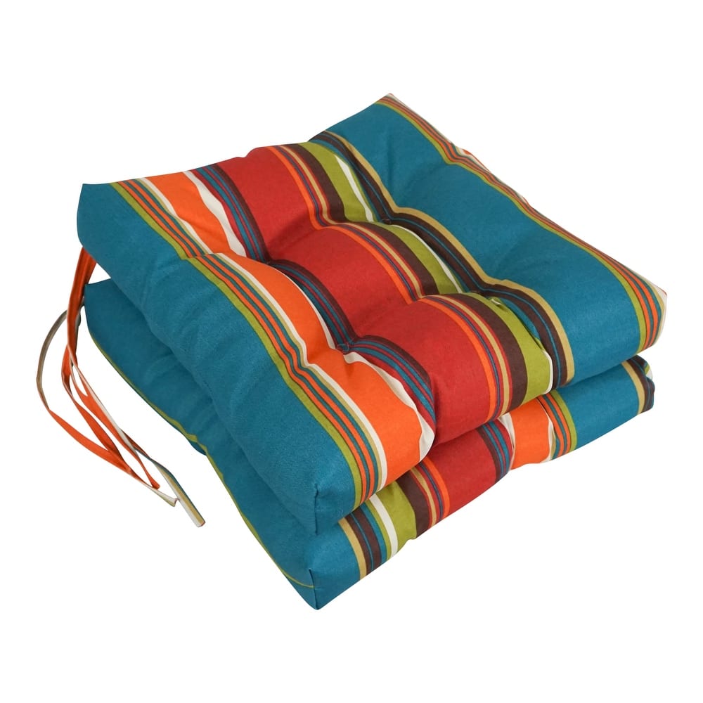 16-inch Square Tufted Indoor/Outdoor Chair Cushions (Set of 2) - 16"