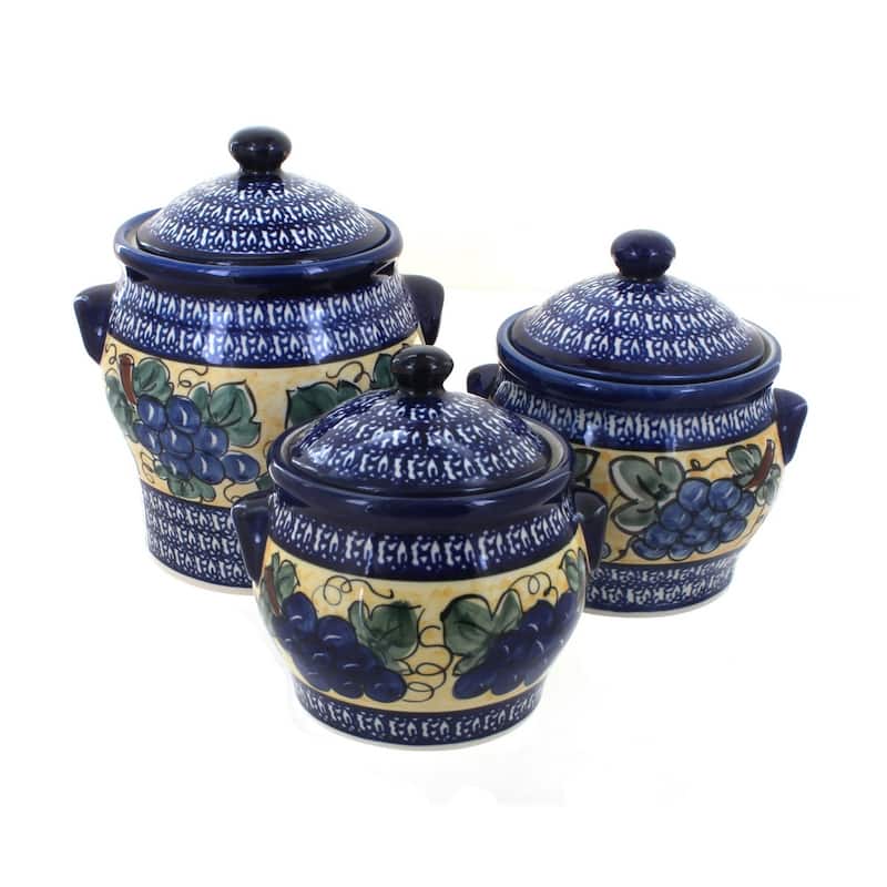 Blue Rose Polish Pottery 1300 Zaklady Canister Set