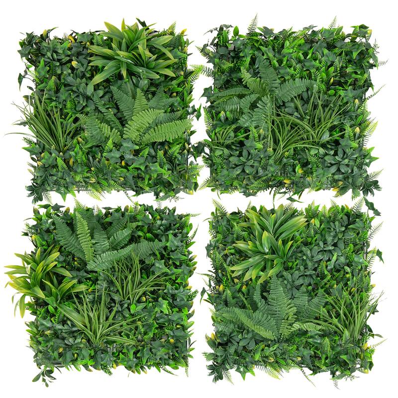 Gymax 4 Pack 20'' x 20'' Artificial Hedge Boxwood Panels with 7 Types - Green