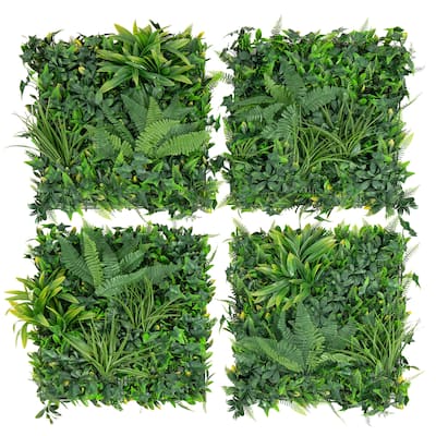 Gymax 4 Pack 20'' x 20'' Artificial Hedge Boxwood Panels with 7 Types