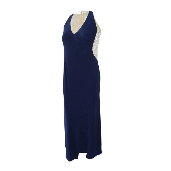 xscape plus size illusion beaded gown