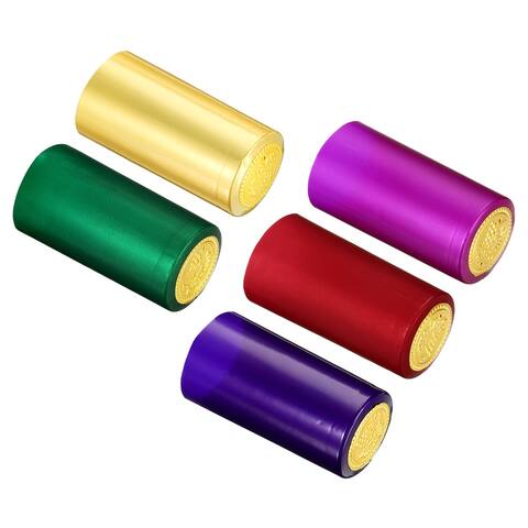 100Pcs 30mm PVC Heat Shrink Wine Bottle Caps Sleeves Top Cover Films 5 Colors - Multi-Color