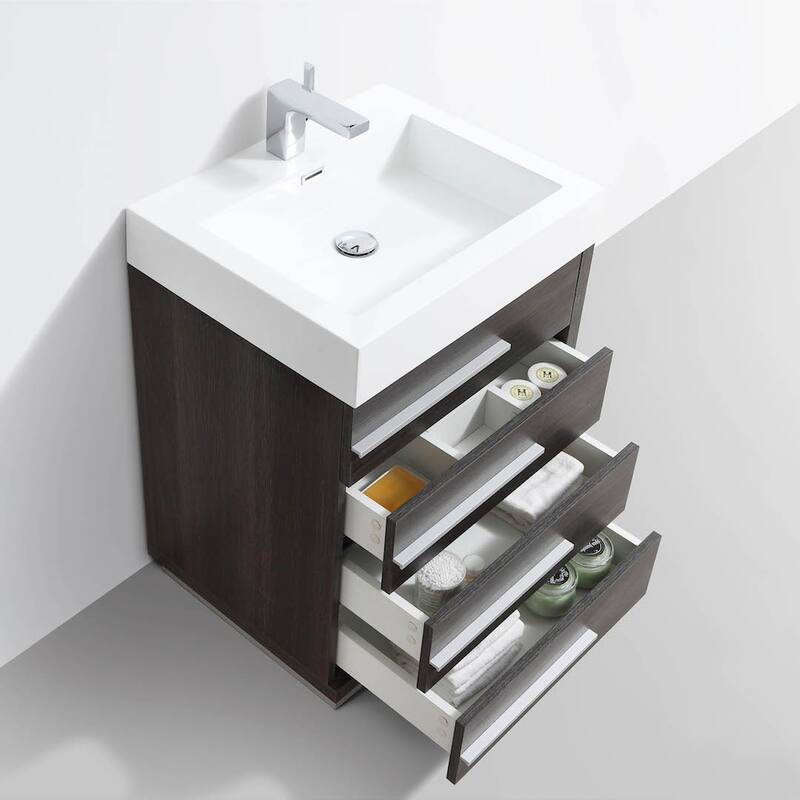 Blossom 24" All-Wood Vanity w/ Acrylic Sink & Mirror, Freestanding