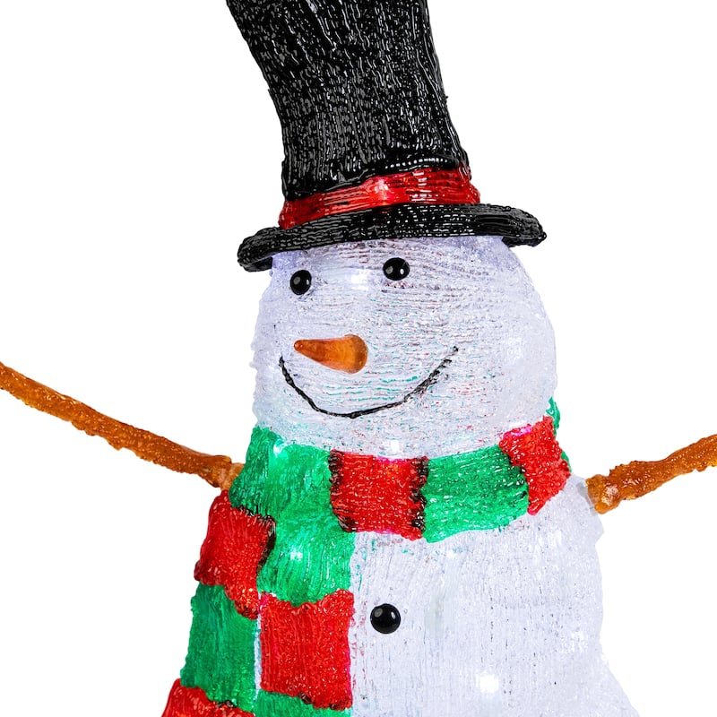 23" Lighted Commercial Grade Acrylic Snowman Christmas Display Decor - White