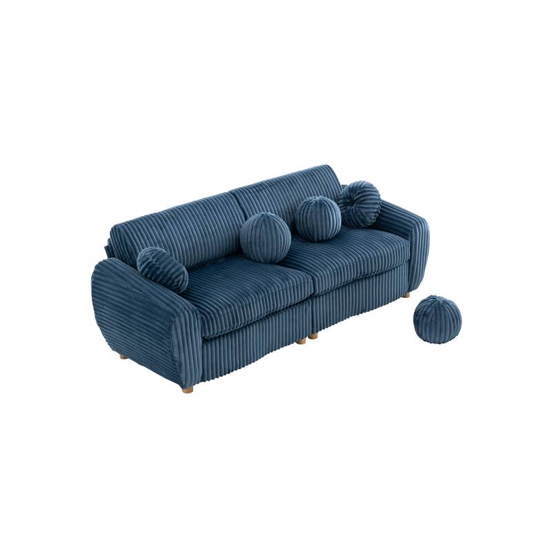 84.4" Corduroy 3-Seater Sofa with Wood Frame & Soft Cushions