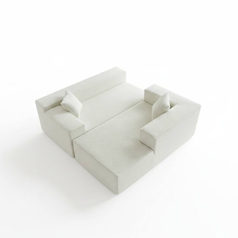 103.54" L-Shaped Modern High-Density Sponge Velvet Modular Sectional Sofa with Chaise & Pillows