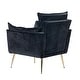 preview thumbnail 80 of 89, HULALA HOME 1ida Modern Velvet Tufted Accent Armchair with Gold Metal Legs