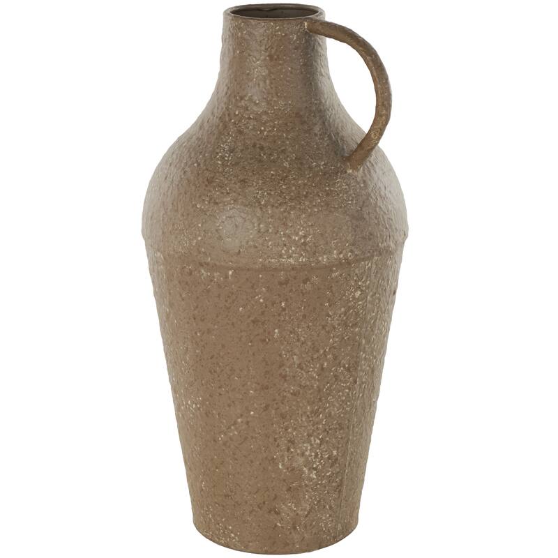 Metal Antique Inspired Decorative Vase with Handle - Brown - Roche River Decor - Brown