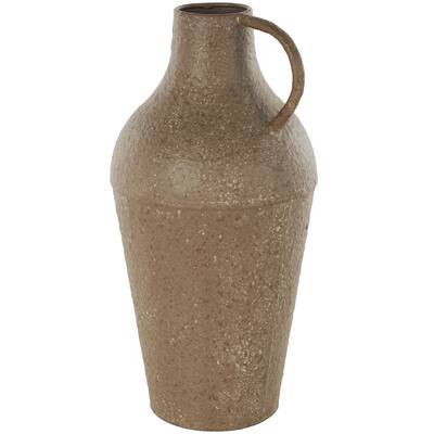 Metal Antique Inspired Decorative Vase with Handle - Brown - Roche River Decor