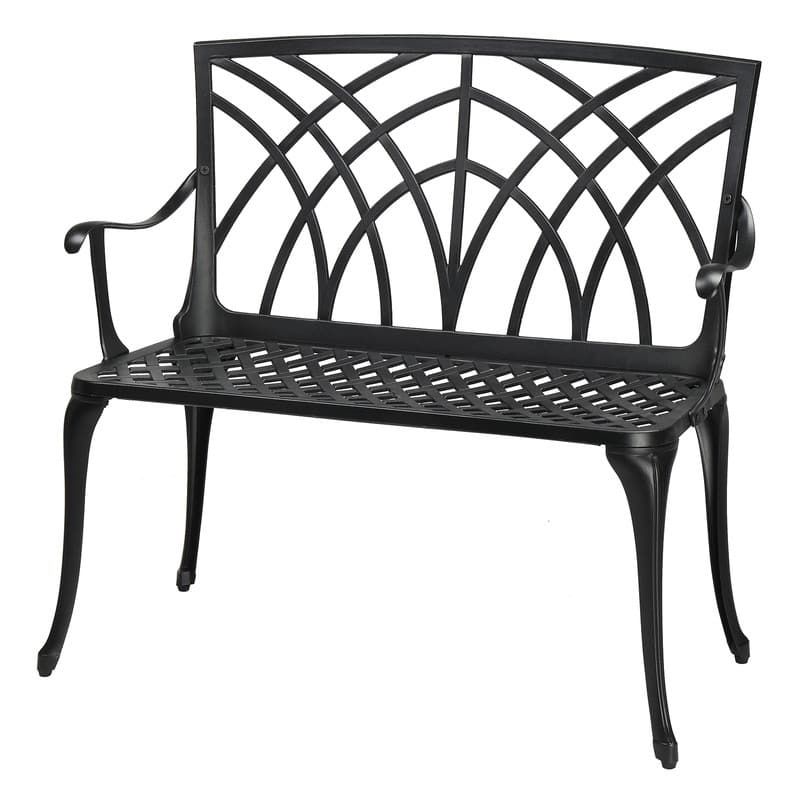 Outdoor Patio Garden Black 38 in. Powder-coat Aluminum Bench - Black