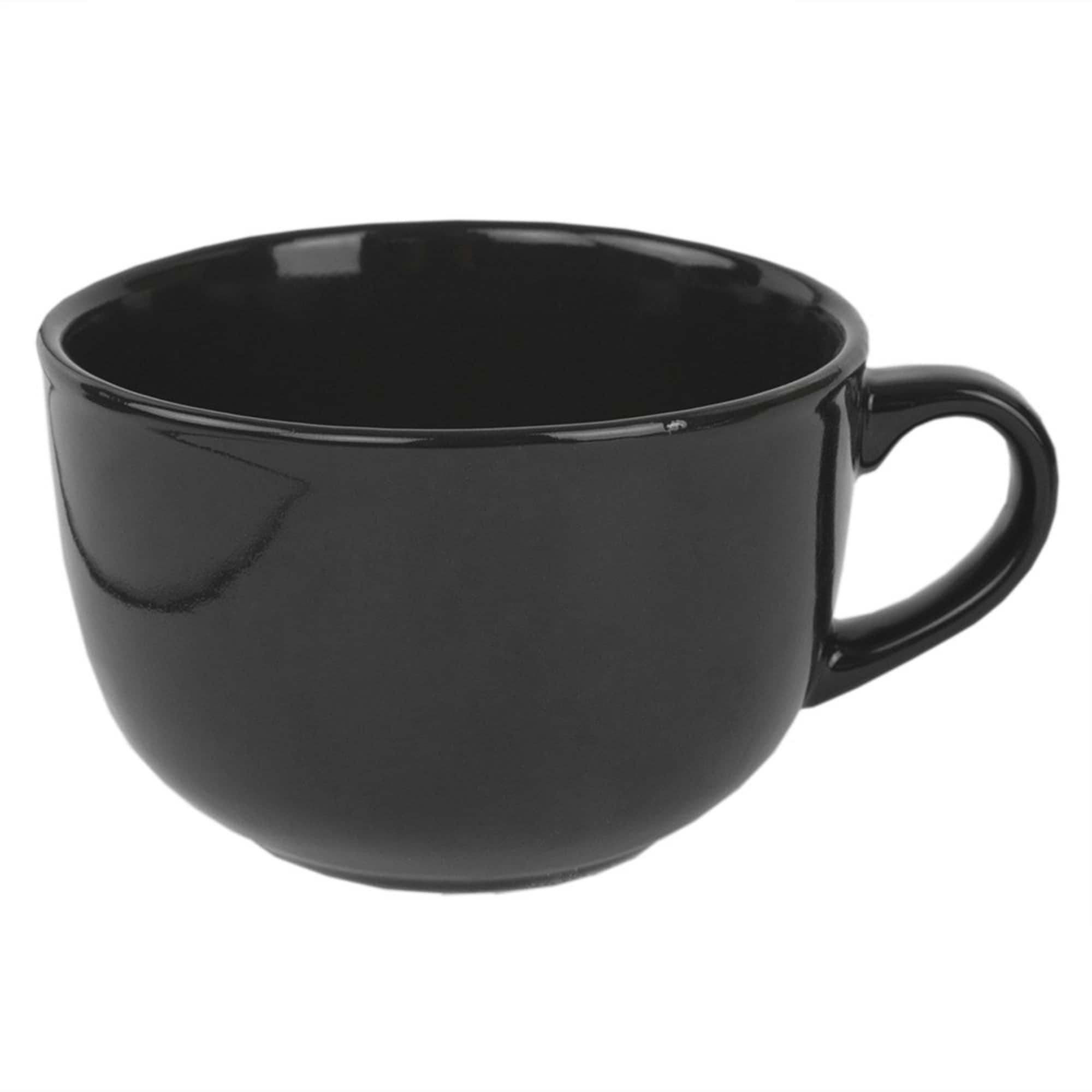 Home Basics Ceramic Jumbo Soup or Coffee Mug Black Comfortable Grip - 3.5" H x 6.65" L x 5.5" W