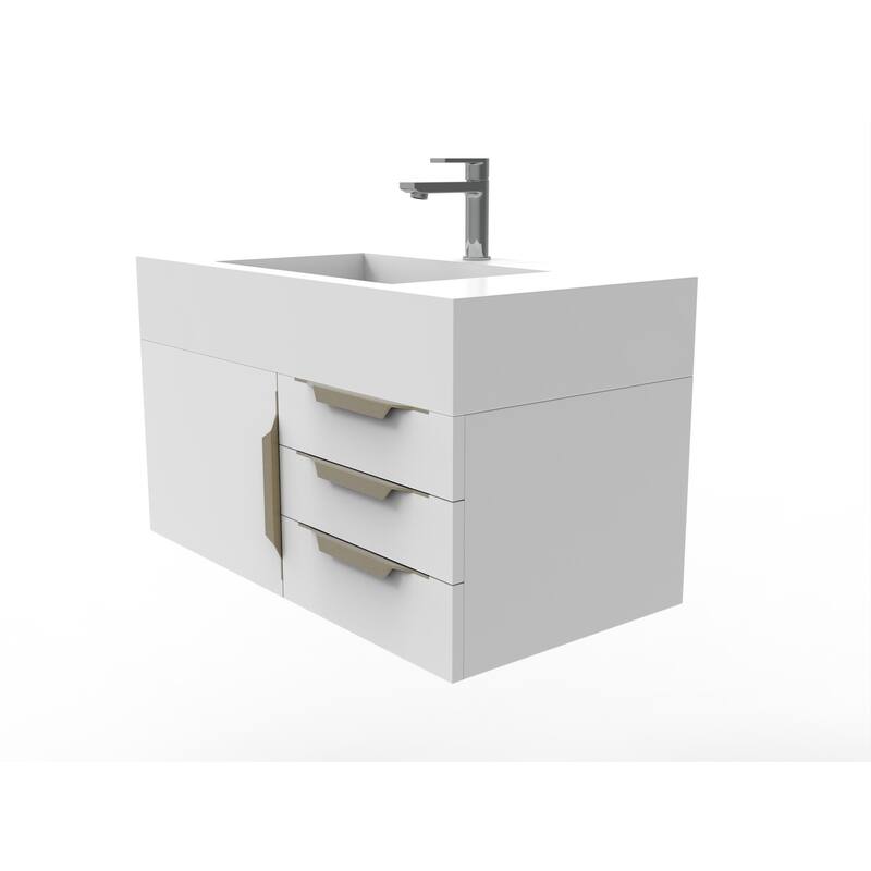Nile 36-Inch Wall Mounted Bathroom Vanity Set w/ White Top
