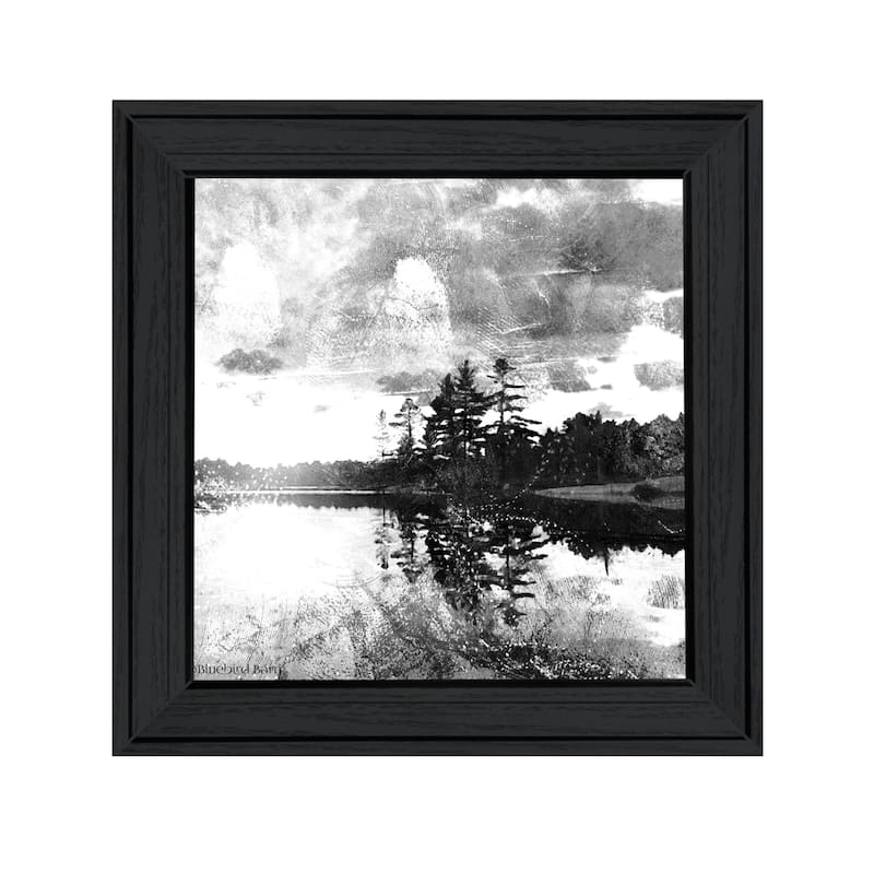 TrendyDecor4U "Lakeside Pines" Framed Print Wall Art - Charcoal