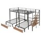 preview thumbnail 5 of 13, Stairway Full Over Twin Triple Bunk Bed with Storage Drawers, Metal Structure Bedframe w/Safety Guardrails, Save Space, Black