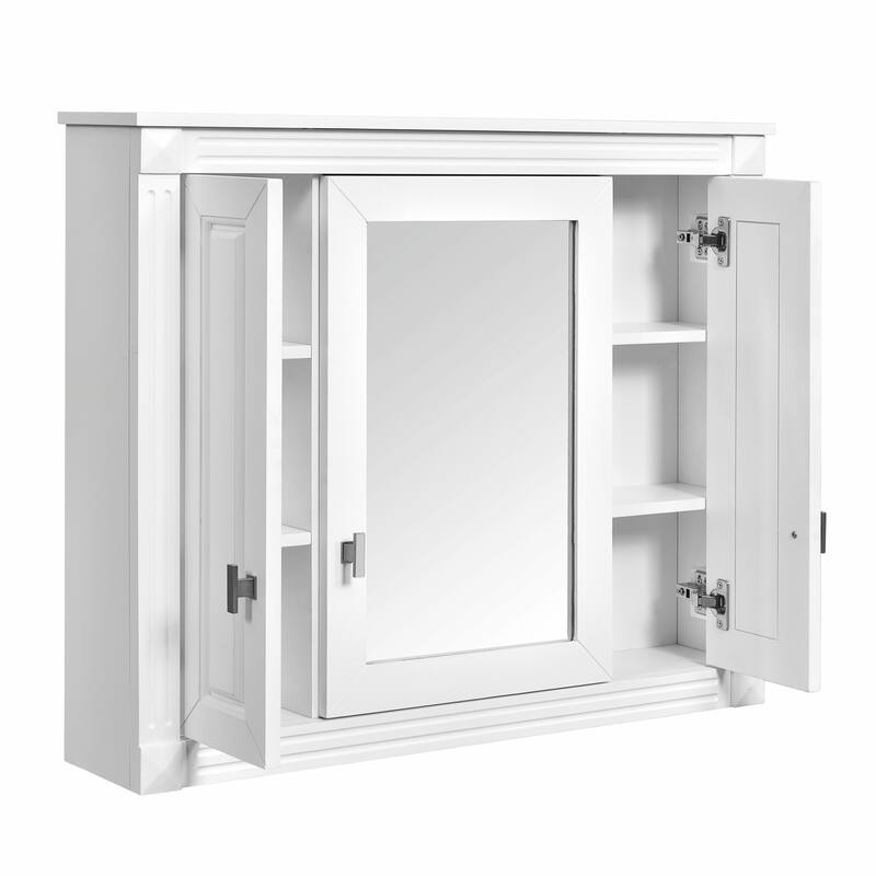Wall-Mounted Medicine Cabinet with 4 Shelves, Mirrored Door Over-Toilet Storage