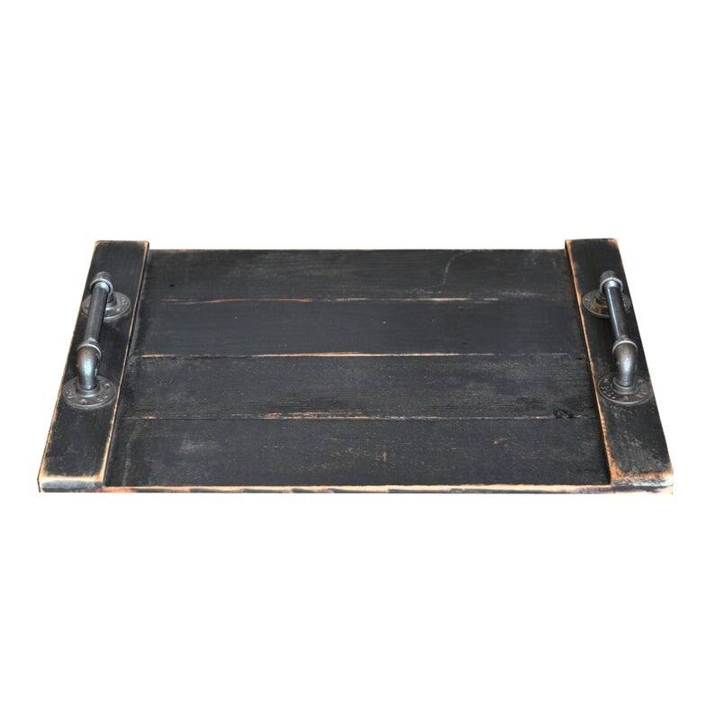 Farmhouse Noodle Board Rustic Wood Stove Top Cover with Handles - Black