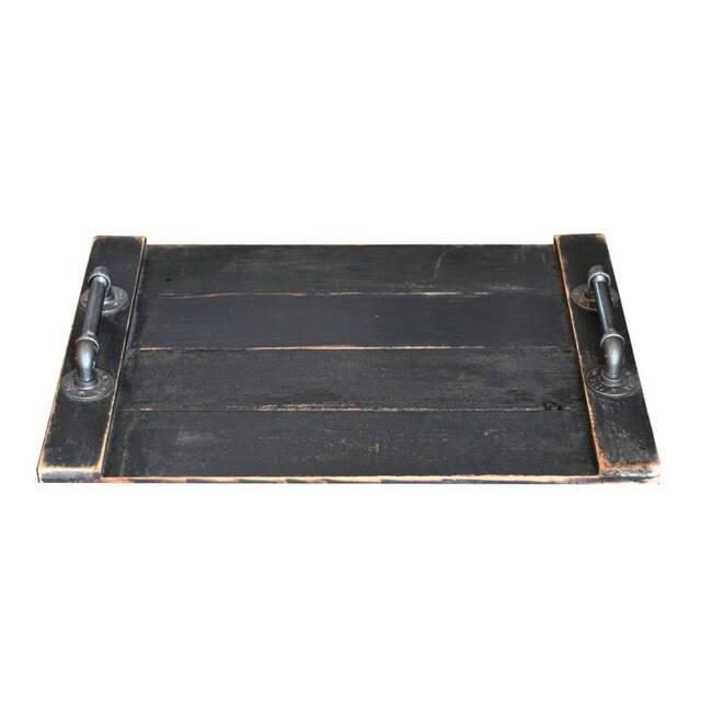 Farmhouse Noodle Board Rustic Wood Stove Top Cover with Handles - Black