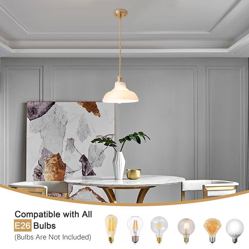 1-Light Farmhouse Metal Hanging Pendant Light Kitchen Island with Glass Cover for Dining Room